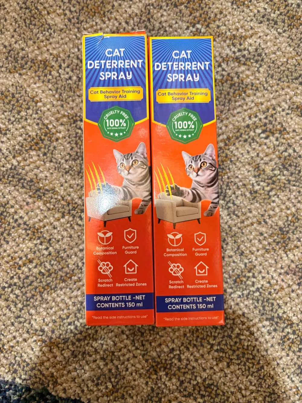 Cat Deterrent Spray - Orange - 2 pack New